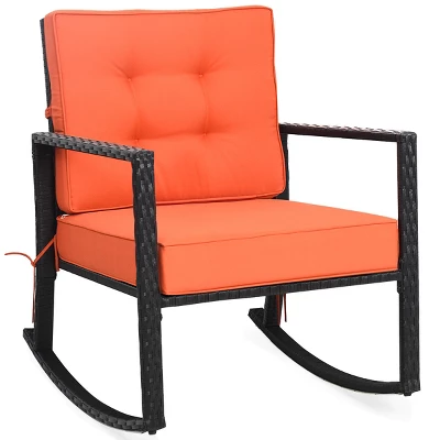 Costway Patio Rattan Rocker Chair Outdoor Glider Wicker Rocking Chair Cushion Lawn Deck 10 Costway Patio Rattan Rocker Chair Outdoor Glider Wicker Rocking Chair Cushion Lawn Deck - Image 8
