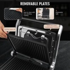 Costway Electric Panini Press Grill 1200W Sandwich Maker With Independent Temperature Control & Removable Drip Tray 17 Costway Electric Panini Press Grill 1200W Sandwich Maker With Independent Temperature Control & Removable Drip Tray -Sunnydaze Decor Store GUEST 00f8735c 8b3c 4677 b1dd 6389379e9081