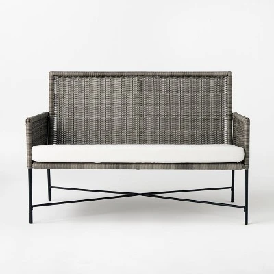 Wicker & Metal X Frame Patio Loveseat - Gray - Threshold™ Designed With Studio McGee 4 Wicker & Metal X Frame Patio Loveseat - Gray - Threshold™ Designed With Studio McGee - Image 2