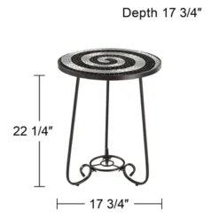 Teal Island Designs Modern Black Round Outdoor Accent Side Table 17 3/4" Wide Black White Tile Mosaic Tabletop Front Porch Patio Home House -Sunnydaze Decor Store GUEST 01485aaf ef57 4613 9075 56bf1d770646