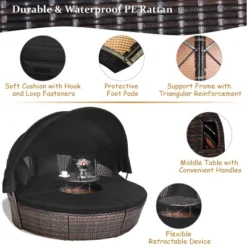 Costway Patio Rattan Daybed Cushioned Sofa Adjustable Table Top Canopy Black -Sunnydaze Decor Store GUEST 015d70fc 7071 4bcc 9b1e 440188d88d9c