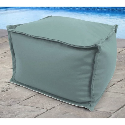 23" X 25" X 17" Outdoor Bean Filled Pouf/Ottoman In Sunbrella Cast Mist - Jordan Manufacturing 4 23" X 25" X 17" Outdoor Bean Filled Pouf/Ottoman In Sunbrella Cast Mist - Jordan Manufacturing - Image 2