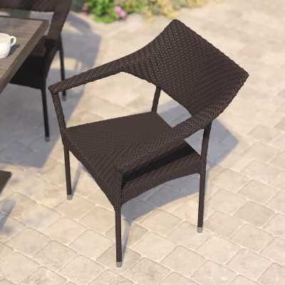 Flash Furniture Jace Set Of 4 Commercial Grade Stacking Patio Chairs, All Weather PE Rattan Wicker Patio Dining Chairs 6 Flash Furniture Jace Set Of 4 Commercial Grade Stacking Patio Chairs, All Weather PE Rattan Wicker Patio Dining Chairs - Image 4