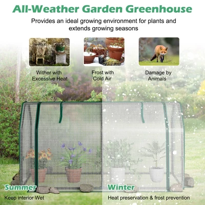 Costway 47.5''x 21.5''x 24''Portable Mini Greenhouse With 2 Zipper Doors & Ground Stakes 7 Costway 47.5''x 21.5''x 24''Portable Mini Greenhouse With 2 Zipper Doors & Ground Stakes - Image 5
