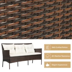 Tangkula 3 PCS Patio Furniture Set Outdoor All Weather Wicker Conversation Set W/Cushioned Ottoman & Side Table -Sunnydaze Decor Store GUEST 0227cc86 8d01 4f35 a235 d4fc33b5c375