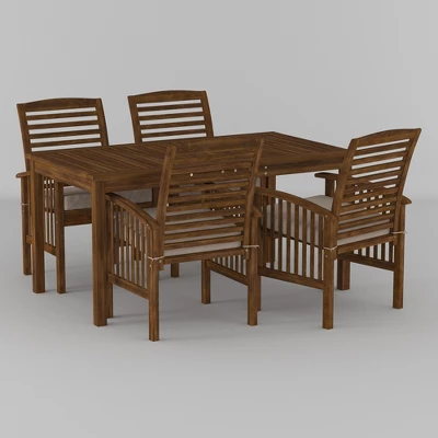Ravenscroft 5pc Acacia Wood Patio Dining Set - Saracina Home 17 Ravenscroft 5pc Acacia Wood Patio Dining Set - Saracina Home - Image 15