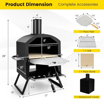 Costway 2-Layer Pizza Oven Wood Fired Pizza Grill Outside Pizza Maker With Waterproof Cover 4 Costway 2-Layer Pizza Oven Wood Fired Pizza Grill Outside Pizza Maker With Waterproof Cover - Image 2