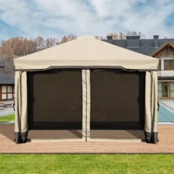 Patio Gazebo Aluminum Outdoor Tent Shelter Canopy With Privacy Curtain And Netting 19 Patio Gazebo Aluminum Outdoor Tent Shelter Canopy With Privacy Curtain And Netting -Sunnydaze Decor Store GUEST 035ef17d 3c1f 477b 9614 27328c521f21