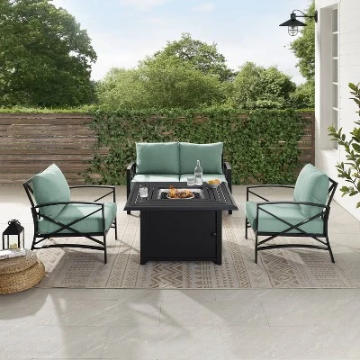 Kaplan 4pc Outdoor Conversation Set With Dante Fire Table - Mist - Crosley 7 Kaplan 4pc Outdoor Conversation Set With Dante Fire Table - Mist - Crosley - Image 5
