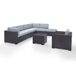 Biscayne 6pc Outdoor Wicker Sectional Set - Mist - Crosley -Sunnydaze Decor Store GUEST 04b1b7e9 dd50 4ce8 8f67 6c3bce258fee