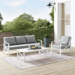 Kaplan 3pc Outdoor Sofa Set With Sofa & Arm Chair With Coffee Table - Gray - Crosley 15 Kaplan 3pc Outdoor Sofa Set With Sofa & Arm Chair With Coffee Table - Gray - Crosley -Sunnydaze Decor Store GUEST 05283a36 0c25 45c5 a746 4b5a7369a3be