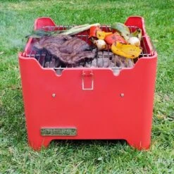 Permasteel Square Portable Charcoal Grill PG-40C10-RD - Red -Sunnydaze Decor Store GUEST 05816a1f 768d 442e 80fb 7fb66e540029
