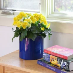 ACHLA Designs 8" Wide Cylinder Planter Pot Galvanized Steel French Blue