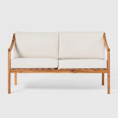 Saracina Home Mid-Century Modern Slatted Acacia Outdoor Bench With Cushions 9 Saracina Home Mid-Century Modern Slatted Acacia Outdoor Bench With Cushions - Image 7