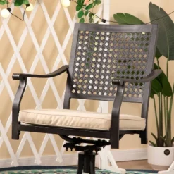 7pc Outdoor Dining Set With Swivel Chairs With Cushions & Faux Wood Table With Umbrella Hole - Captiva Designs 29 7pc Outdoor Dining Set With Swivel Chairs With Cushions & Faux Wood Table With Umbrella Hole - Captiva Designs -Sunnydaze Decor Store GUEST 069d13fe 7f9f 4645 98dc bf1934f83075 1