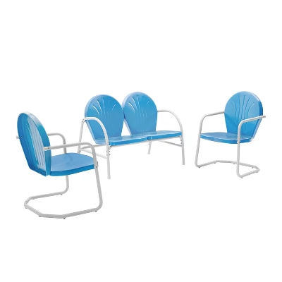 Griffith 3pc Outdoor Seating Set - Sky Blue - Crosley 7 Griffith 3pc Outdoor Seating Set - Sky Blue - Crosley - Image 5