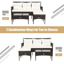 Tangkula 3 PCS Patio Furniture Set Outdoor All Weather Wicker Conversation Set W/Cushioned Ottoman & Side Table -Sunnydaze Decor Store GUEST 07ecc33e d646 4716 aaf6 05285555487c