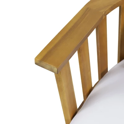 Solano Outdoor Wooden Loveseat With Cushions - White/Teak - Christopher Knight Home 9 Solano Outdoor Wooden Loveseat With Cushions - White/Teak - Christopher Knight Home - Image 7