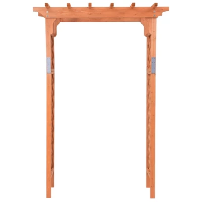 Costway Arbor Over 7FT High Wooden Garden Arch Trellis Pergola Outdoor Patio Plant 4 Costway Arbor Over 7FT High Wooden Garden Arch Trellis Pergola Outdoor Patio Plant - Image 2
