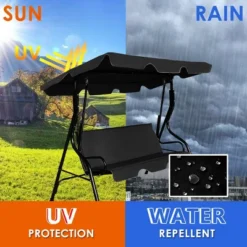 Costway Patio 3 Seats Canopy Swing Glider Hammock Cushioned Steel Frame Outdoor -Sunnydaze Decor Store GUEST 093032c1 2ff0 4e97 be60 06287261da48