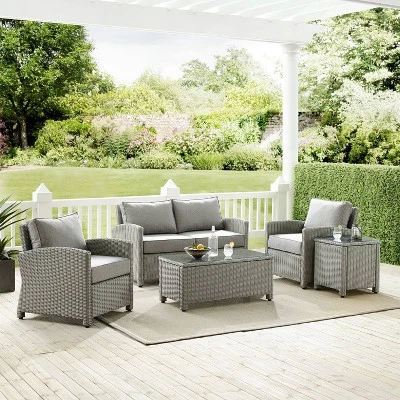 5pc Bradenton Outdoor Steel Conversation Set Gray - Crosley 3 5pc Bradenton Outdoor Steel Conversation Set Gray - Crosley
