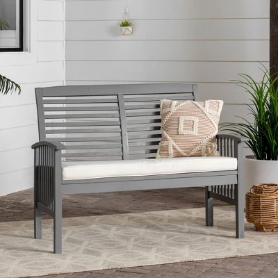 Ravenscroft Modern Boho Acacia Wood Slatted Outdoor Loveseat With Cushion - Saracina Home 3 Ravenscroft Modern Boho Acacia Wood Slatted Outdoor Loveseat With Cushion - Saracina Home
