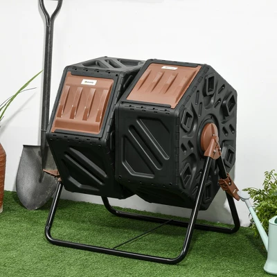 Outsunny Rotating Composter, 34.5 Gallon Dual Chamber Compost Bin With Ventilation Openings And Steel Legs 3 Outsunny Rotating Composter, 34.5 Gallon Dual Chamber Compost Bin With Ventilation Openings And Steel Legs
