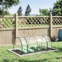 Outsunny Mini Greenhouse, Waterproof Cloche Cold Frame, 7' L X 3' W X 2.5' H Portable Hot House, 4 Zippered Doors, Green