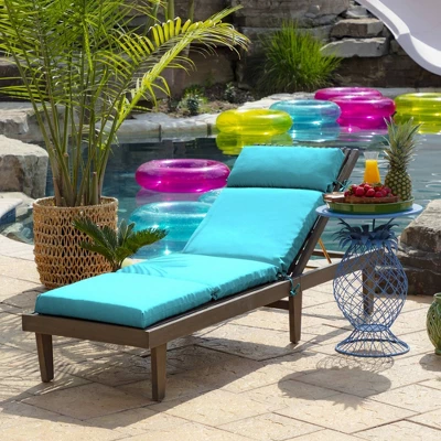 Arden Selections 29.5" X 21" Leala Texture Outdoor Chaise Lounge Cushion Pool Blue 3 Arden Selections 29.5" X 21" Leala Texture Outdoor Chaise Lounge Cushion Pool Blue