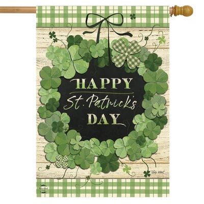 Briarwood Lane Lucky Wreath St. Patrick's Day House Flag Cover Pl 3 Briarwood Lane Lucky Wreath St. Patrick's Day House Flag Cover Pl
