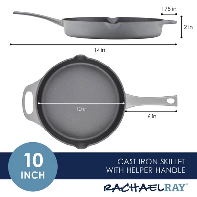 Rachael Ray Premium RUST-RESISTANT Cast Iron Skillet 10" Gray 14 Rachael Ray Premium RUST-RESISTANT Cast Iron Skillet 10" Gray - Image 12