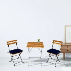 3pc Solid Teak Wood Folding Table & Chair Bistro Set - Brown - WELLFOR 16 3pc Solid Teak Wood Folding Table & Chair Bistro Set - Brown - WELLFOR -Sunnydaze Decor Store GUEST 0db880d3 744d 4cb4 b4cd 380b7e5e080a