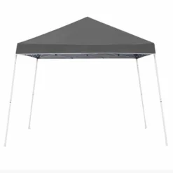 Z-Shade 10 X 10 Foot Angled Leg Outdoor Canopy Tent With A Push Button Locking System And Z-Shade 4 Pack Of Heavy Duty Leg Weight Bags, Gray
