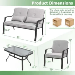 Costway 4 PCS Patio Furniture Set Outdoor Conversation Sofa Tempered Glass Coffee Table -Sunnydaze Decor Store GUEST 0e57e397 46a0 4dd4 9eb7 1ce36a332a60