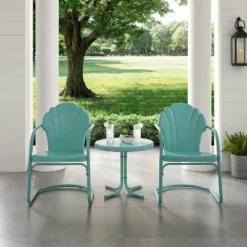 3pc Tulip Seating Set - Blue - Crosley -Sunnydaze Decor Store GUEST 0e8657eb c8db 4447 b9f7 a9af252dd0d8