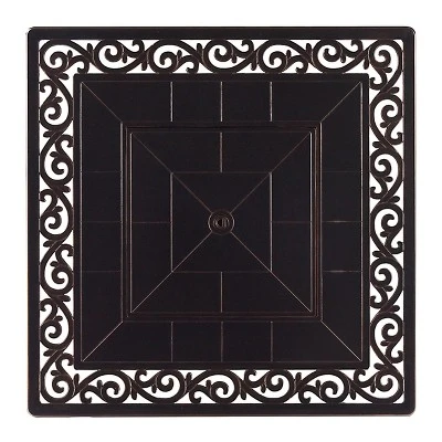 5pc Set With 42" Square Outdoor Aluminum Fire Table & 4 Swivel Rocking Chairs & A Wind Blocker - Oakland Living 5 5pc Set With 42" Square Outdoor Aluminum Fire Table & 4 Swivel Rocking Chairs & A Wind Blocker - Oakland Living - Image 3