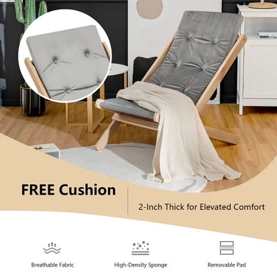 Costway Set Of 2 Foldable Wood Sling Beech Chairs W/ 3 Adjustable Positions&Free Cushion 5 Costway Set Of 2 Foldable Wood Sling Beech Chairs W/ 3 Adjustable Positions&Free Cushion - Image 3