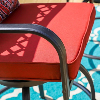 5pc Outdoor Set With Swivel Stools & Cushions & Square Metal Table - Captiva Designs 5 5pc Outdoor Set With Swivel Stools & Cushions & Square Metal Table - Captiva Designs - Image 3