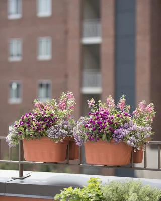 Self-Watering Saddle Railing Planter, 16" 3 Self-Watering Saddle Railing Planter, 16"