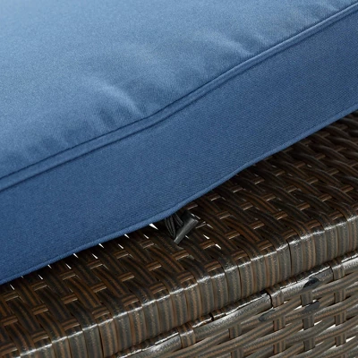 9pc Wicker Patio Sectional Seating Set With Cushions - Brown/Blue - GODEER 11 9pc Wicker Patio Sectional Seating Set With Cushions - Brown/Blue - GODEER - Image 9