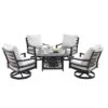 5pc Outdoor Dining Set With 42" Aluminum Square Damask Design Fire Table & Deep Seating Swivel Rocking Chairs - Oakland Living -Sunnydaze Decor Store GUEST 1266093d 6f5d 490c 848a d7e0e475c68d