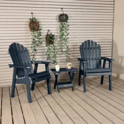 Hamilton 3pc Outdoor Set With Deck Chairs & Folding Side Table - Blue - Highwood