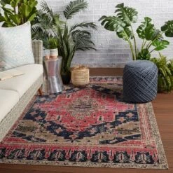 Cicero Indoor/Outdoor Medallion Area Rug Pink/Blue - Jaipur Living -Sunnydaze Decor Store GUEST 132171f5 424a 425f b55f 7fe62b2fb8a1