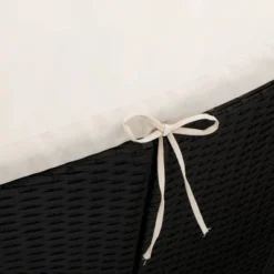 6pc Wicker Round Outdoor Sectional Set With Cushions - Black/Beige - GODEER -Sunnydaze Decor Store GUEST 139523bc f700 401e afcf 7cd4bca4a904