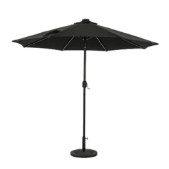 9' X 9' Mirage II Fiesta Market Patio Umbrella With Solar LED Tube Lights Black - Island Umbrella