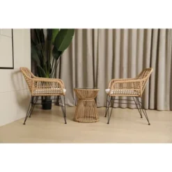 3pc Wicker Bistro Set - Brown/Beige - GODEER -Sunnydaze Decor Store GUEST 13b4bbcc 8c9c 4c87 adc7 a3e66cfc6ca1