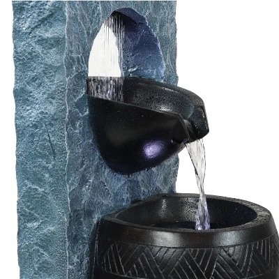 Sunnydaze Decor Sunnydaze Peaceful Rain Electric Outdoor Water Fountain - 31.75" H - Gray And Black 5 Sunnydaze Decor Sunnydaze Peaceful Rain Electric Outdoor Water Fountain - 31.75" H - Gray And Black - Image 3