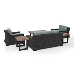Beaufort 6pc Outdoor Wicker Conversation Set - Mist - Crosley -Sunnydaze Decor Store GUEST 13dd743f 7daf 4bd7 b363 d6445b2fe609