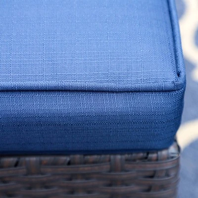 2pk Outdoor Rattan Ottomans With Cushions - Captiva Designs 10 2pk Outdoor Rattan Ottomans With Cushions - Captiva Designs - Image 8