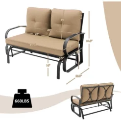 Costway Patio 2-Person Glider Bench Rocking Loveseat Cushioned Armrest Brick RedBeigeBlue -Sunnydaze Decor Store GUEST 144b2af5 e1f5 43b6 8269 c5b42783fffb